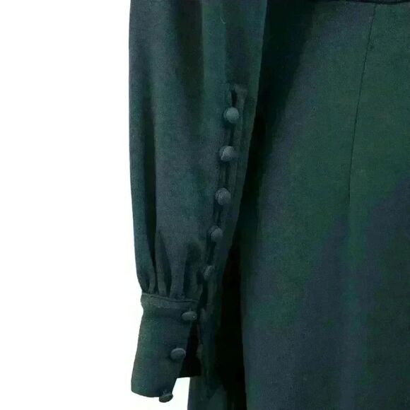 Ann Taylor LOFT Forest Green Long Sleeve Fit & Flare Mini Dress Size 4 Petite - Picture 3 of 8
